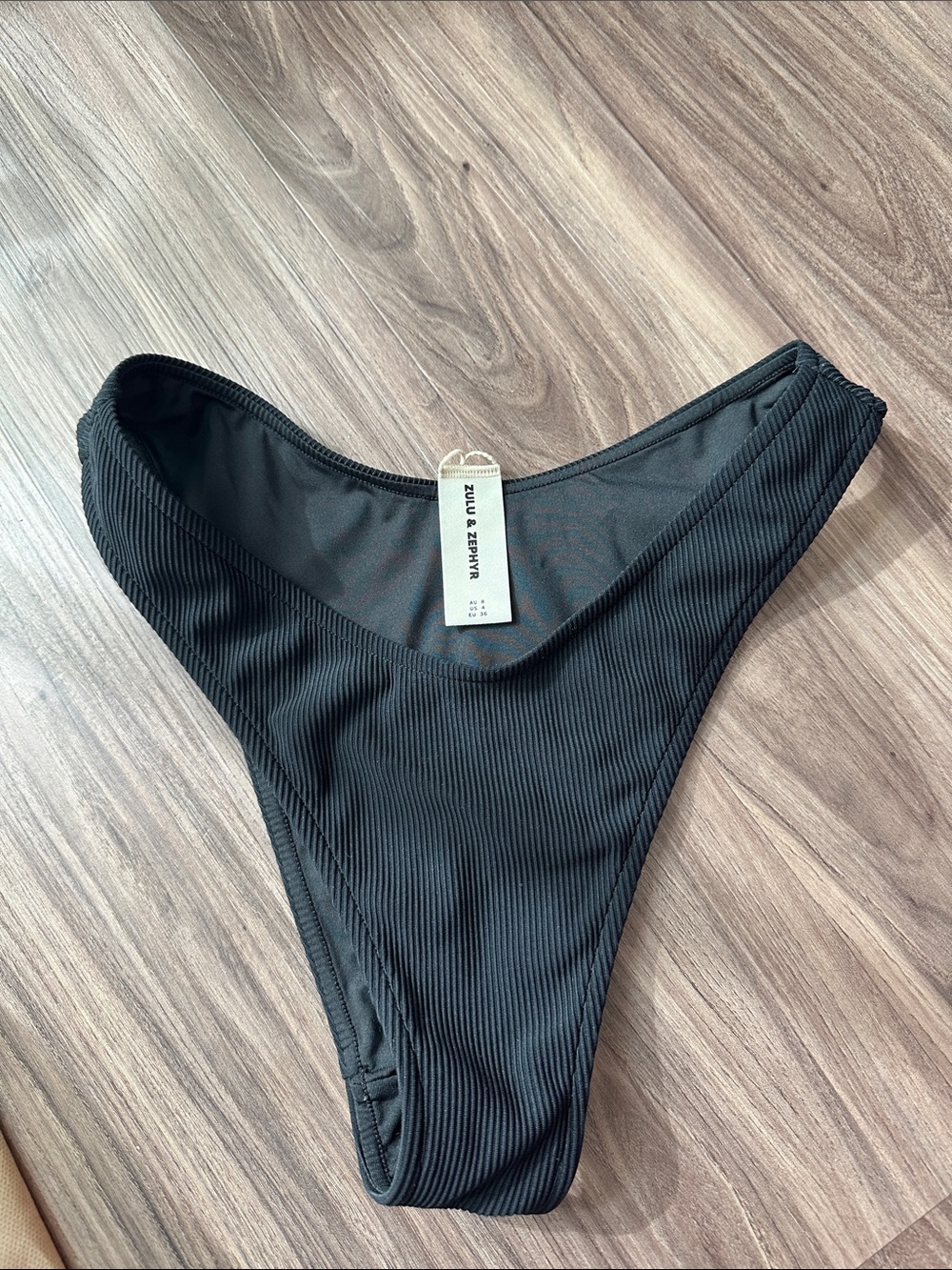 Zulu & Zephyr Black Ribbed High-Leg Bikini Bottom